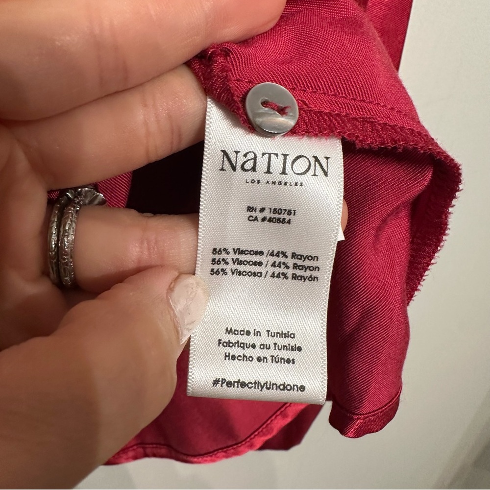 Nation LTD Eveline Raglan Satin Top in Raspberry Jam - Picture 7 of 8